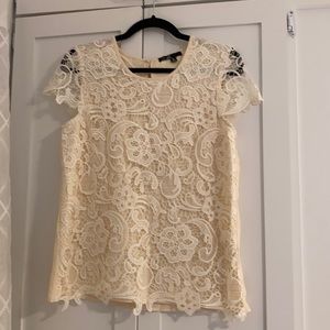 Ivory lace cap sleeve blouse